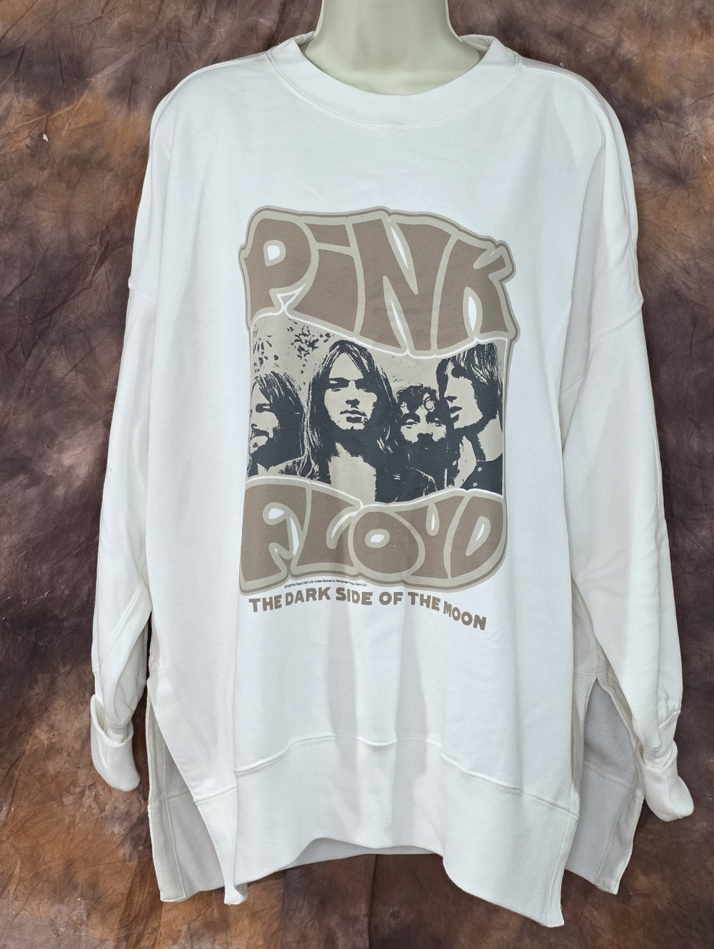 Abercrombie & Fitch Sweatshirt Pink Floyd Graphic Tunic White Pink Tan Gray L - Picture 2 of 8